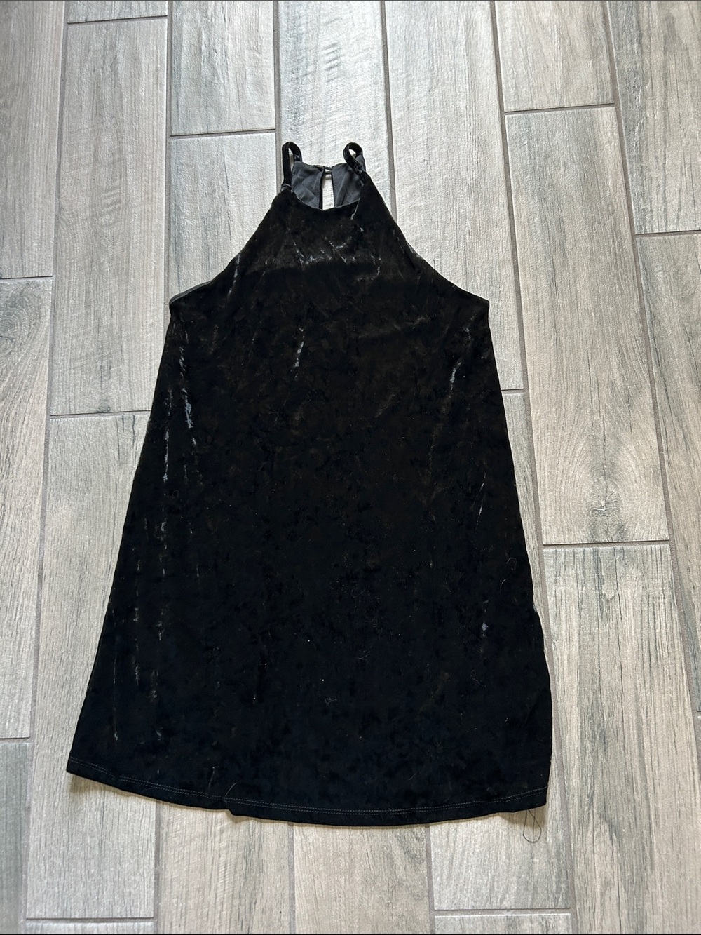 Final Touch Black Velvet Halter Mini Dress